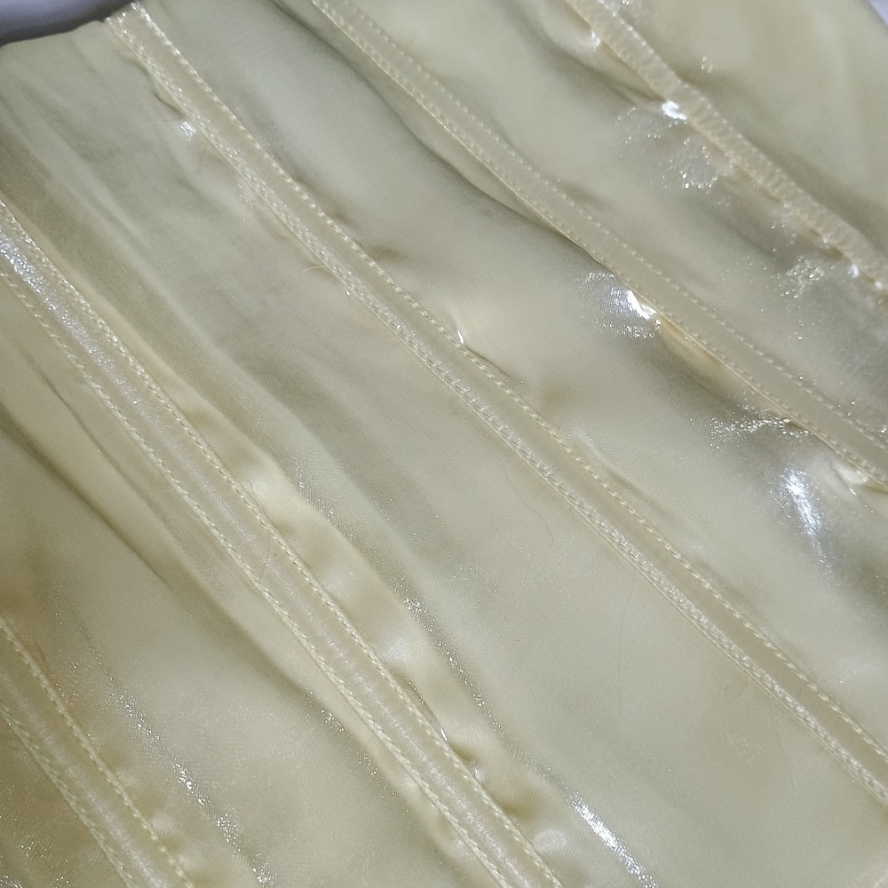 Mad For Love Corset Top Puff Sleeve Cream Lace Up Crop Top Butter Yellow  Size L - Picture 7 of 14